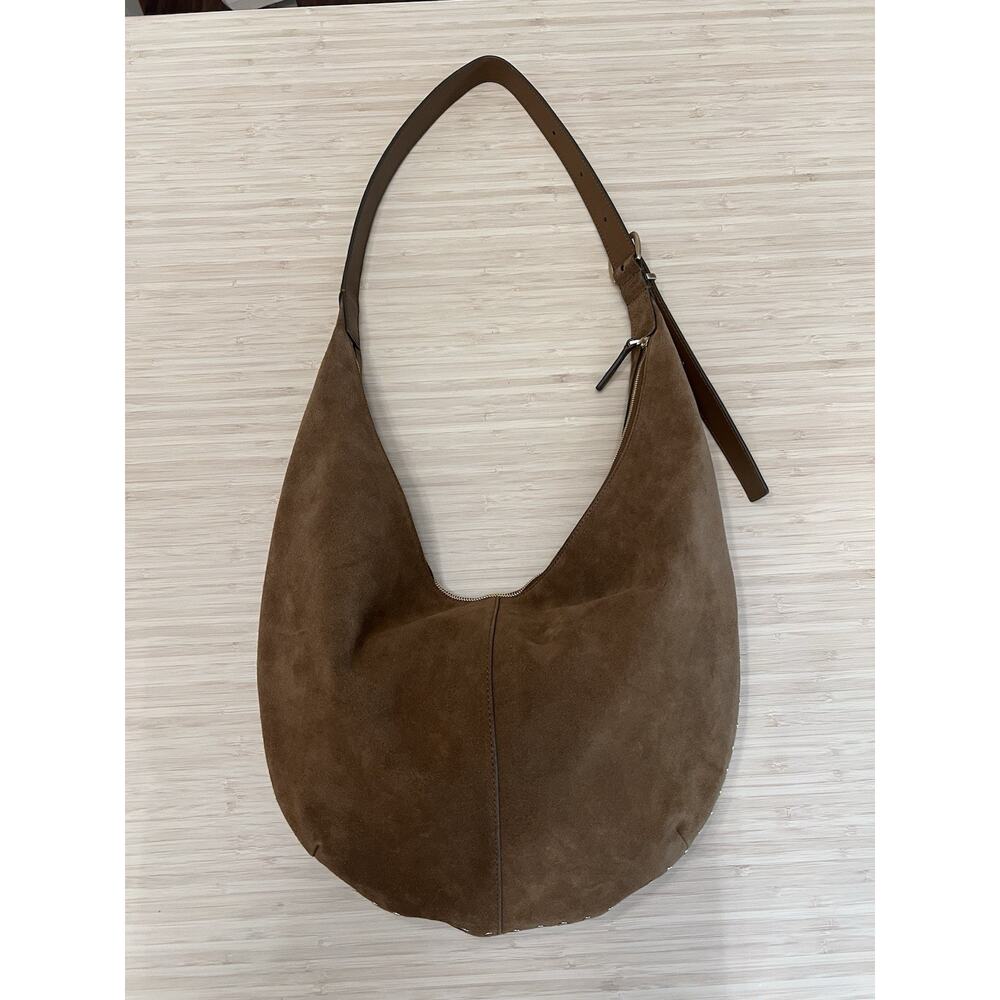 Madewell The Essential Curve Slouch Shoulder Bag Brown Suede Aged Cognac